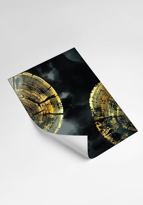 Moody Leaves Real Gold Set Of 3 Posters 50x70cm